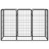 8-Panel Dog Playpen Black 19.7"x39.4" Powder-coated Steel