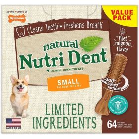 Nylabone Natural Nutri Dent Filet Mignon Dental Chews (Option: Limited Ingredients  Small  64 count)